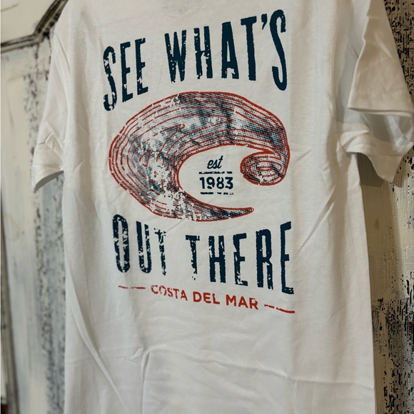 Costa Del Mar Men’s Fishing Beach Short Sleeve Logo Tee (S) & Logo Decal - Picture 6 of 6